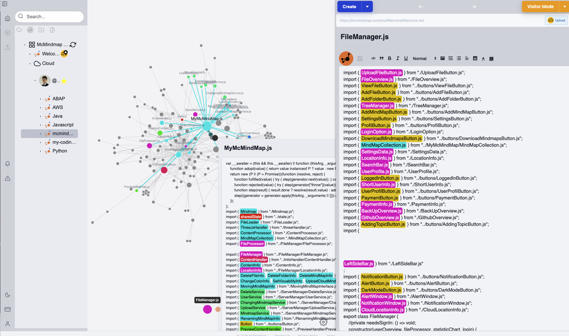 McMindmap code view
