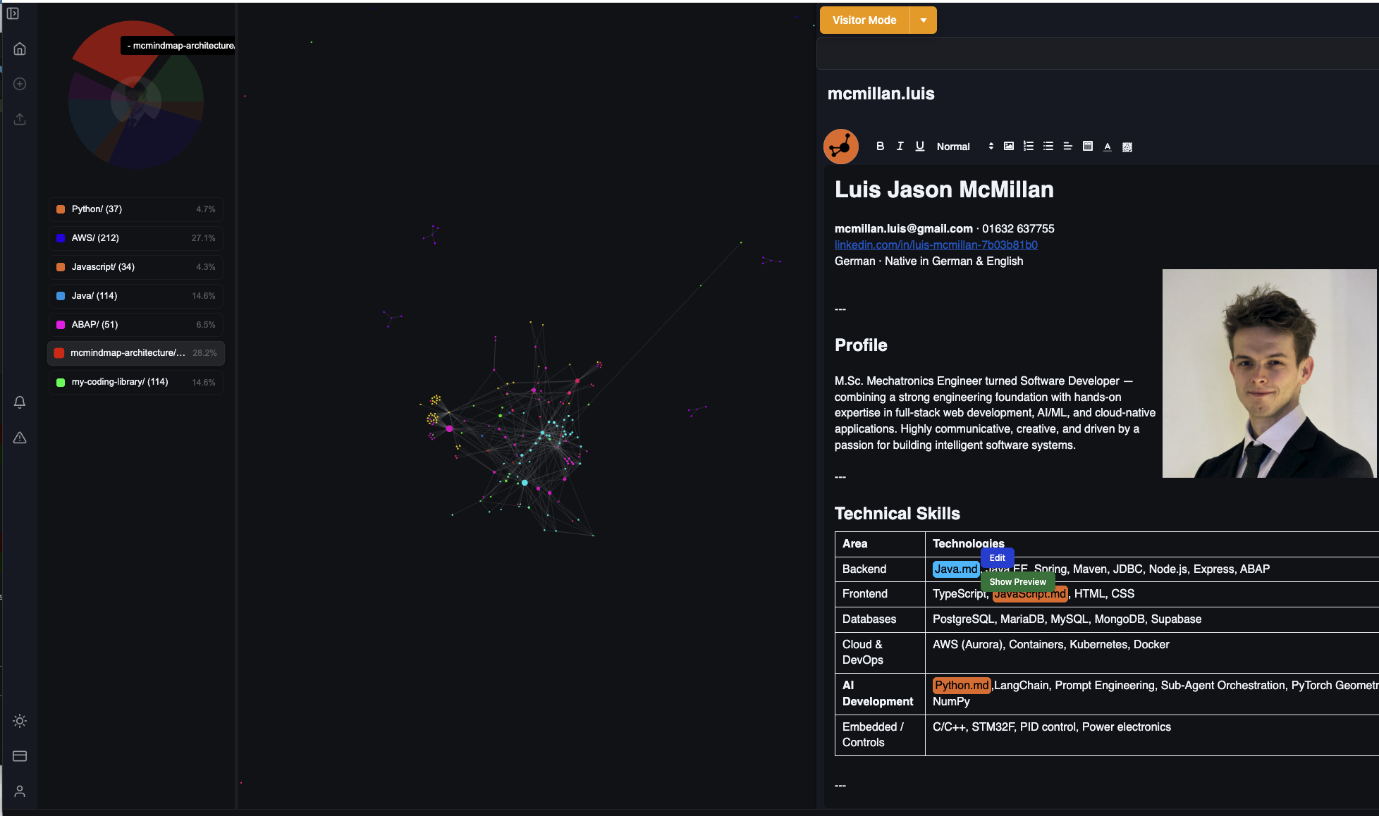 McMindmap in dark mode